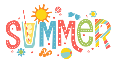 Word summer surrounded by summer themed images